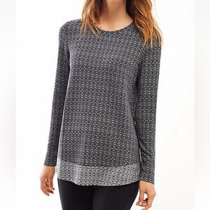 J. Jill M Curved-hem A-line Knit Black/Gray Top New No Tag